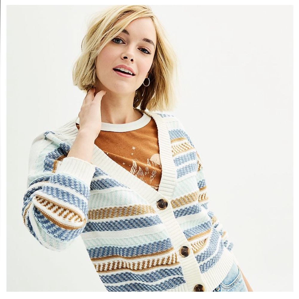 So Goods for Life striped Button-Up Cardigan Sweater